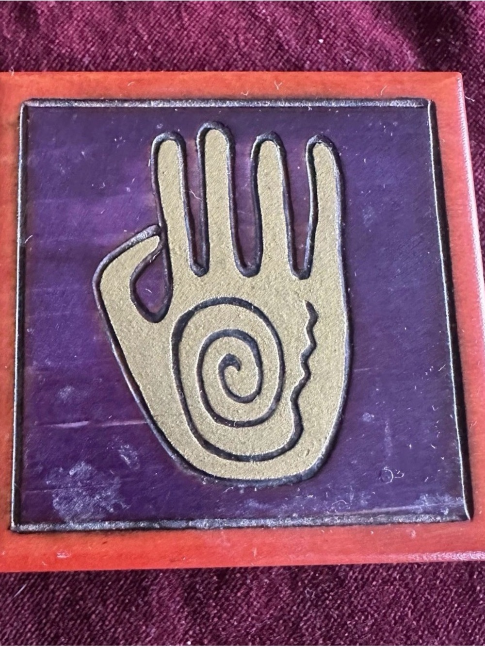 Vintage Adorable Hamsa/Healing/Shaman Hand Wooden Trinket Box Made In Poland